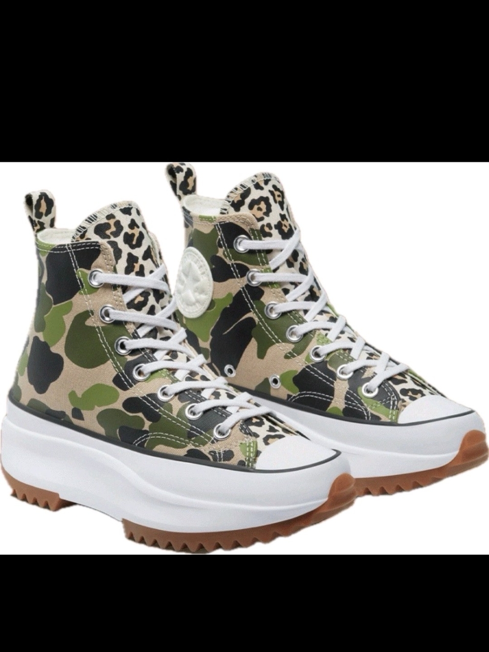 Converse Run Star Hike High-Top Sneaker Boot in Camo/Leopard. Unisex. W 7, M 5.5